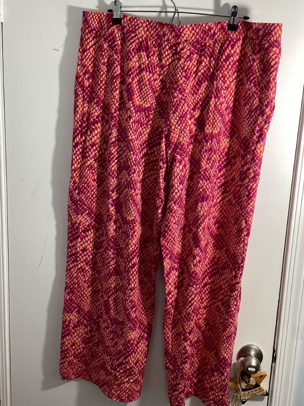D & CO. BEACH XL WIDE LEG PINK PURPLE GEOMETRIC PRINT COTTON/VISCOSE BLEND - Picture 4 of 8